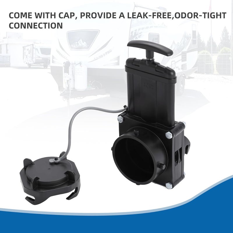 GLOBIZ Short Bayonet Hook Twist-On Waste Valve RV Gate Valve Compatible with Most Brands of Bayonet/Lug Adapter UV-Resistant(1Pack) Black(8050) - Image 5
